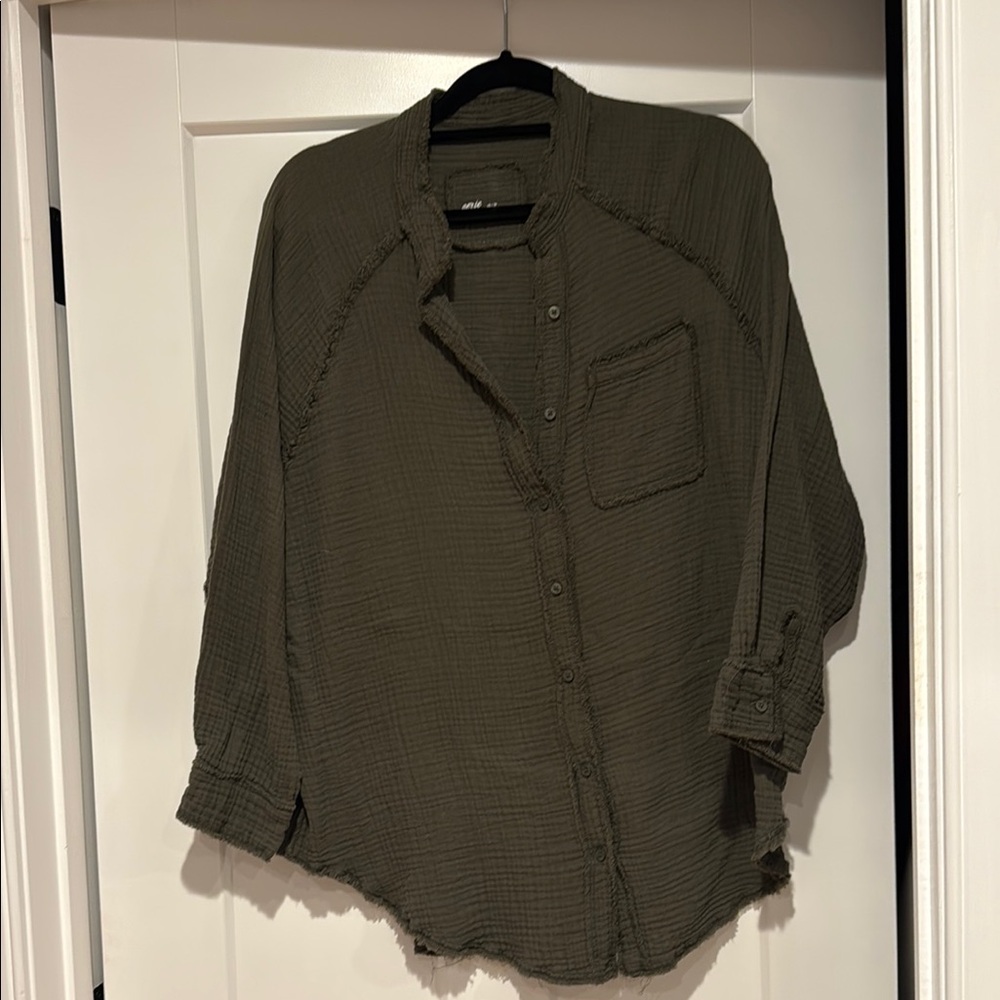 Aerie Green Button Down Shirt